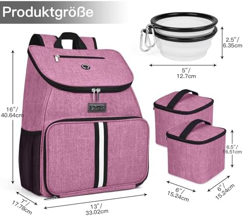 BAGLHER丨Dog Travel Bag, Airline Approved Pet Supplies Backpack, Dog Travel Backpack with 2 Silicone Collapsible Bowls and 2 Food Baskets - Image 3