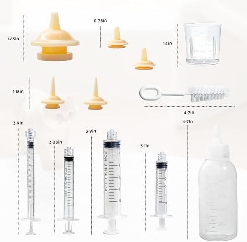 Newborn Pet Feeding Kit, 100ml Small Animal Nursing Bottle with BPA-Free Nipple, Oral Syringe, Measuring Cup & Cleaning Brush for Kittens, Puppies, Rabbits, Squirrels | Safe Hygienic Milk Feeder Set - Image 3