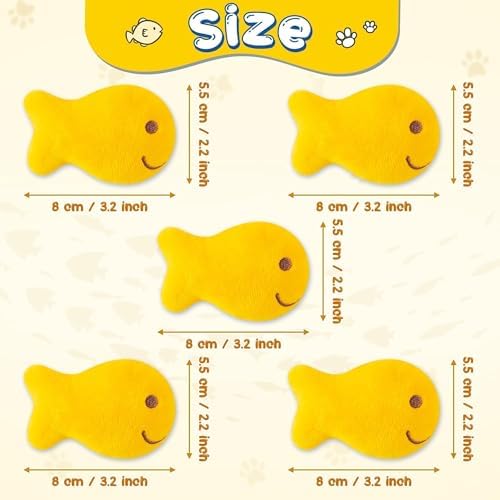 L1rabe Goldfish Cracker Catnip Stuffed Toys for Cats, 5 Pcs Funny Pet Chew - Image 2