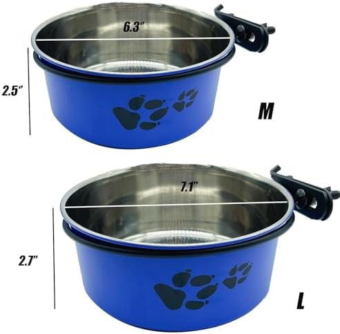 2Pcs Dog Crate Food Water Bowls No Spill Stainless Kennel Bowls 34 & 54 OZ - Image 7