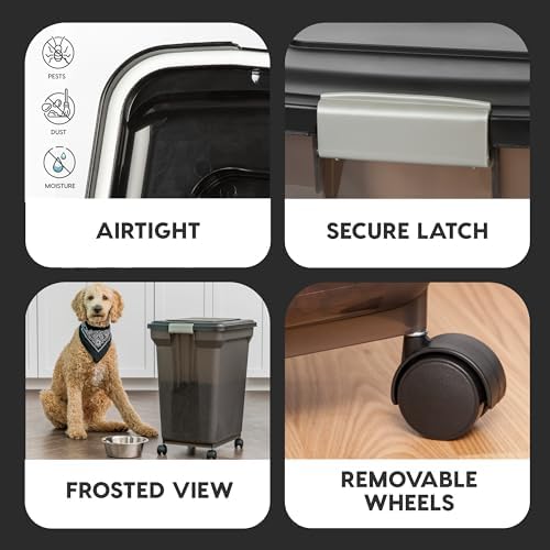 IRIS USA Dog Food Storage Container, Up to 58 lbs, Smoke Black, Made in USA - Image 4