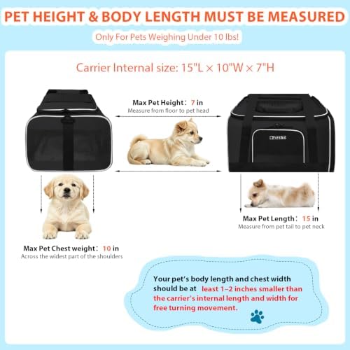 Petskd Top and Side Expandable Small Pet Carrier Airline Approved, Black - Image 3