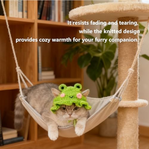 Cute Cat Hat Costume Suitable for 5 to16 lbs - Frog Cat Bonnet Head Circumference 11" or Less Cat Halloween Christmas Costumes Pet Photography Outfits - Image 4