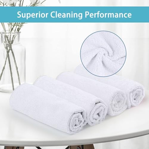 HOMEXCEL White Cleaning Rags 5 Pack, Highly Absorbent Microfiber Cleaning Cloth for Kitchen, Lint Free, Scratch-Free, Reusable Microfiber Towels for House, Window and Glass, Cars, 11.5 X11.5 inch - Image 3