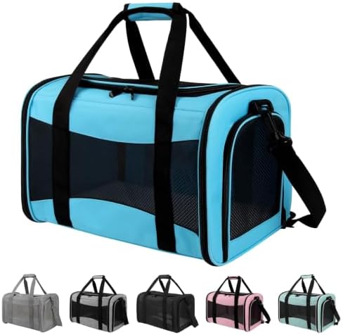 Pet Carriers Soft-Sided Airline Approved Carrier Bag for Small Cats Dogs (Medium,Blue) by Yipincover