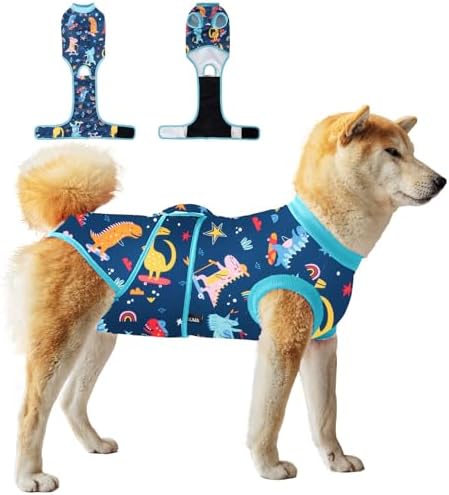 Dog Surgery Recovery Suit,Female Male Dog Onesie for Spay Neuter,Substitute E-Collar & Cone,Anti-Licking Breathable Onesie for Small Medium Large Dogs,New Dinosaur Pattern XL by VPETBR
