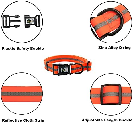 Nimble Reflective Waterproof Dog Collar Adjustable Odor Resistant Easy Clean Pet Collar for Small Medium Large Dogs Night Walking Outdoor Rainy Use (Medium (11.81”-18.5”inches), Orange) - Image 3