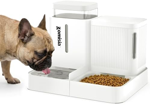 ZOMISIA Gravity Dog Food and Water Dispenser, 1.6 Gallon x 2, White by Zomisia