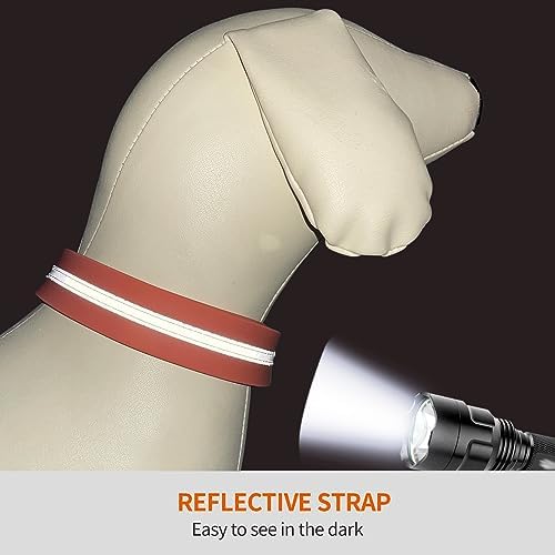 Nimble Reflective Waterproof Dog Collar Adjustable Odor Resistant Easy Clean Pet Collar for Small Medium Large Dogs Night Walking Outdoor Rainy Use (Medium (11.81”-18.5”inches), Apricot Brandy red) - Image 5
