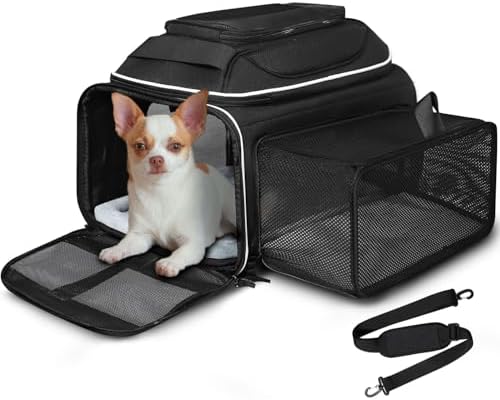 Petskd Top and Side Expandable Small Pet Carrier Airline Approved, Black by Petskd