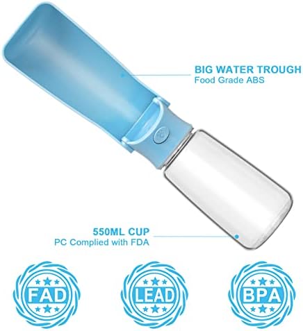 Foldable Dog Water Bottle, Leak Proof Dispenser, SkyBlue, 19oz - Image 2