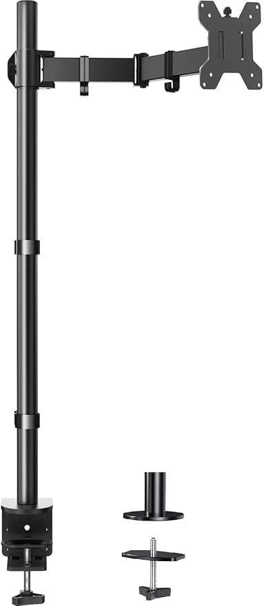HUANUO Single Monitor Arm with 39 inch Extra-Tall Pole, Adjustable Computer Desk Mount for 13–32 inch Screens and up to 38 inch Ultrawide Screens, Hold 22 lbs, Monitor Stand with C-Clamp & Grommt Base by HUANUO
