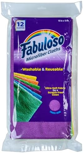 Fabuloso Microfiber Cleaning Cloths, Rainbow, 13x13 in, 12 Count by Fabuloso