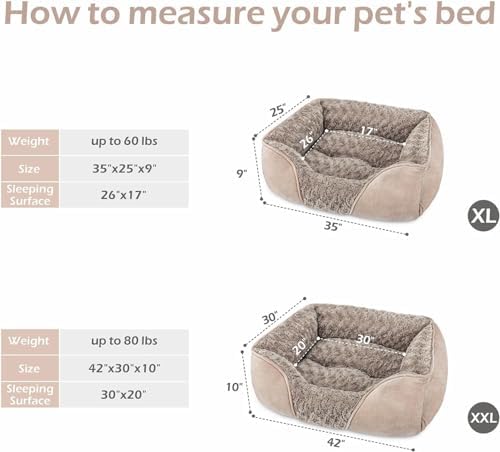 INVENHO XX-Large Dog Bed for Large, Medium, Small Dogs - Rectangle, Washable, Orthopedic, Soft, Calming, Durable Pet Cuddler with Anti-Slip Bottom - XXL (42"x30"x10") - Image 3