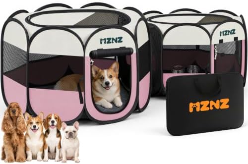 2-in-1 Dog Playpen, Cat Pet Puppy Playpen, Medium+Small, Pink by MZNZ