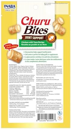 INABA Churu Bites Joint Support for Dog, Functional Lickable Dog Treat with Taurine & Green Tea Extract, 1.26oz Each, 18 Tubes Total, Chicken with Tuna Recipe - Image 7