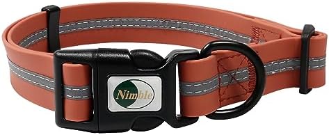 Nimble Reflective Waterproof Dog Collar Adjustable Odor Resistant Easy Clean Pet Collar for Small Medium Large Dogs Night Walking Outdoor Rainy Use (Medium (11.81”-18.5”inches), Apricot Brandy red) by NIMBLE