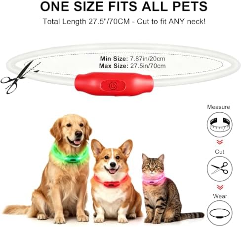 Novkin 2-Pack LED Dog Collar, Light Up Dog Collars,Rechargeable Dog Lights for Night Walking，Universal, Reusable Safety Necklace for Small Medium Large Dogs RED&Pink - Image 4