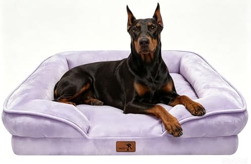 Spotted Play Orthopedic Dog Bed with Sides - Sofa Beds for Extra Large Dogs, Supportive Foam Pet Couch Bed with Washable Removable Cover, Waterproof Lining and Non-Slip Bottom, Purple - XL-Plus by Spotted+Play