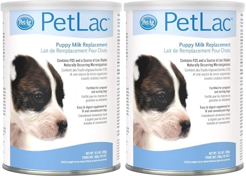 PetAg PetLac Milk Powder for Puppies - Puppy Milk Replacement for Newborn to 6-Week-Old Orphaned or Rejected Puppies - 10.5 oz Powdered Drink Mix(Pack of 2) by PetAg