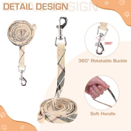 KOOLTAIL Dog Harness and Leash Set for Small Medium Dogs, Step in No Pull Soft Mesh Dog Harness Comfort Padded Pet Vest, Adjustable Reflective Easy Walking Puppy Cats Harnesses Training, Plaid Beige M - Image 4