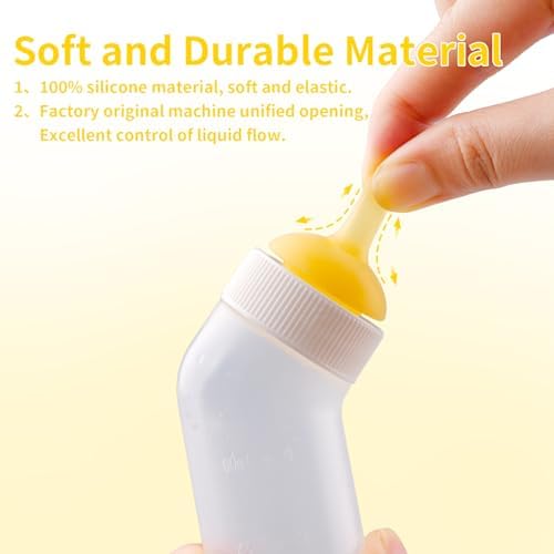 Pet Nursing Bottle for Newborn Animals,Kitten Bottle Feeding Kit Silicone Nipple for Kittens Puppys Rabbits Squirrel (Yellow, Large) - Image 5