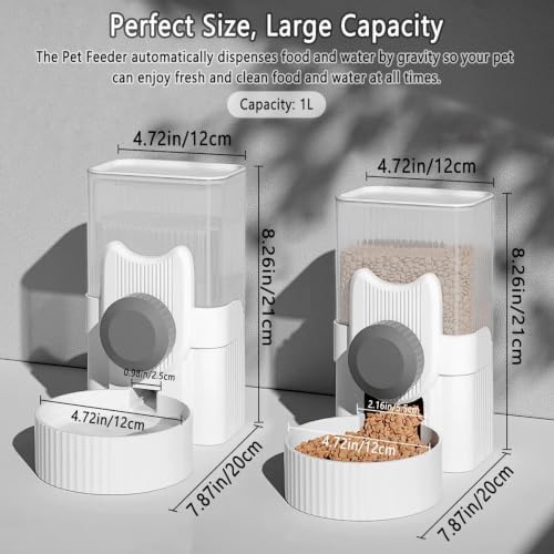 kathson Rabbit Feeder,Bunny Water Bottle Dispenser,Pet Cage Food Bowl,Grey - Image 2