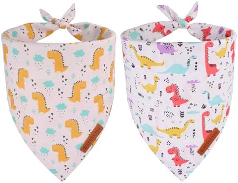 ADOGGYGO Dinosaur Dog Bandanas Boy, 2 Pack Cute Dino Puppy Bandana, X-Large by ADOGGYGO