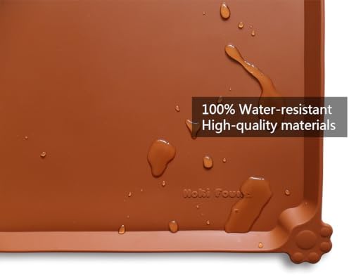 Hoki Found Silicone Pet Food Tray - Non Slip Pet Dog Bowl Mats - Cat Waterproof Mat for Carpet - Caramel - Image 3