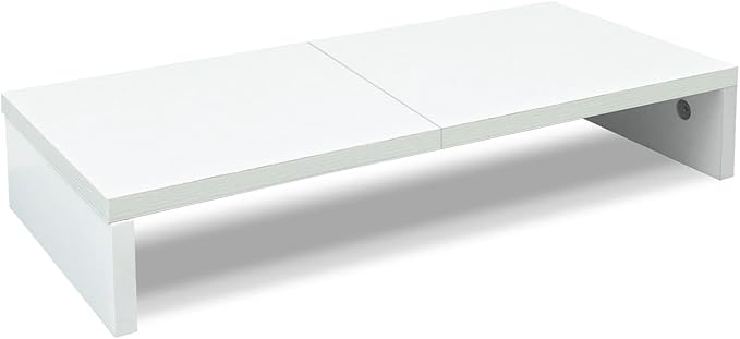 TEAMIX 20 inch White Monitor Stand Riser, Wood Desktop Stand for PC/TV/Laptop/Printer, White Monitor Riser with Storage, Computer Stand with Keyboard Organizer by TEAMIX
