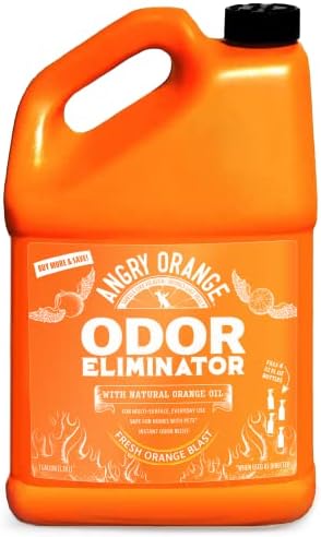 Angry Orange Pet Odor Eliminator for Dog and Cat Urine, Carpet Stains, and Strong Smells – Citrus Cleaner with Natural Orange Oil – 1 Gallon by AngryOrange
