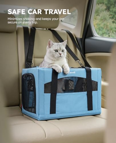Pecute Cat Carrier Stable, Pet Carrier with Privacy Partition,Light Blue - Image 6