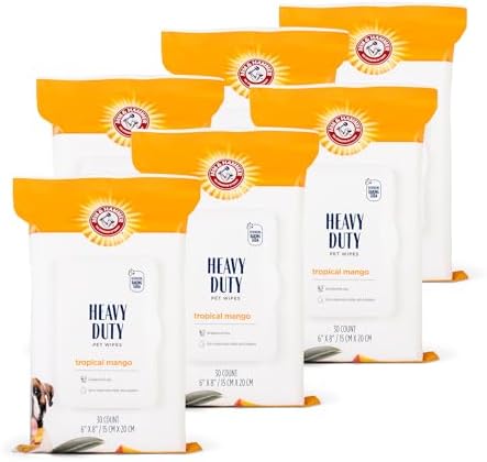 Arm & Hammer Heavy Duty Multipurpose Dog Bath Wipes, Mango, 30 Count, 6-Pk by ArmHammer