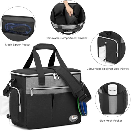 Dog Travel Bag for Pet Kit for Supplies with 2 Food Storage Containers 2 Collapsible Bowls 1 Feeding Mat 1 Dog Treat Pouch 7-Piece Set Perfect Road Trips Camping Weekend (Black) - Image 5