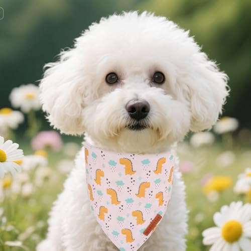 ADOGGYGO Dinosaur Dog Bandanas Boy, 2 Pack Cute Dino Puppy Bandana, Small - Image 2