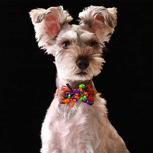 22Pcs Halloween Pet Bow Tie Set, Adjustable Halloween Neck Tie with Pumpkin Ghost Bat Decor for Pet Cats and Dogs - Image 3