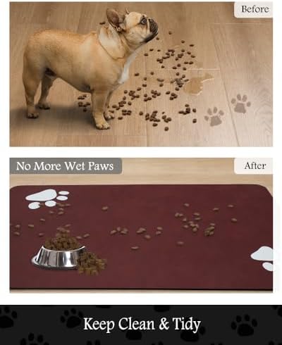 Pet Feeding Mat-Absorbent Dog Mat for Food and Water Bowl-No Stains Quick Dry Water Dispenser Mat-Dog Accessories Pet Supplies-Bowl for Messy Drinkers（RED,16"x24" - Image 3