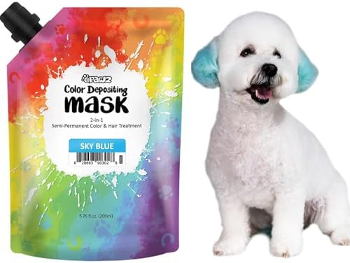 OPAWZ Pet Color Depositing Mask, 2-in-1 Semi-Permanent Dog Hair Dye and Hair Treatment, Pet Hair Dye for Dogs Cats and All Pets Can be Bathed (Sky Blue, 6.76 fl.oz / 200mL) by OPAWZ