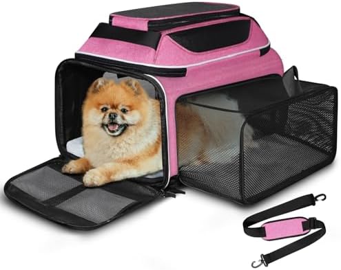 Petskd Top and Side Expandable Small Pet Carrier Airline Approved, Pink by Petskd