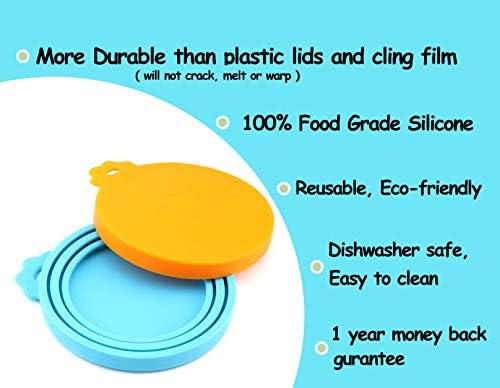 Comtim Pet Food Can Cover Silicone Can Lids for Dog and Cat Food(Universal Size,One fit 3 Standard Size Food Cans) (Blue/Orange) - Image 4