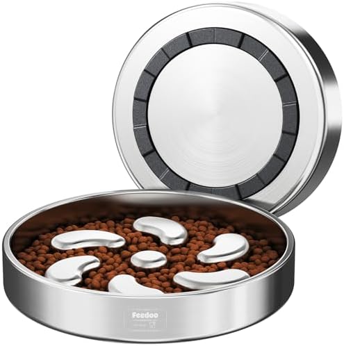 Feedoo Slow Feeder Dog Bowl-3Cups for Large Breeds, Double Wall Food-Grade Stainless Steel, Heavy Duty with Non-Slip Rubber Base, Puzzle Maze Bowl to Slow Down Eating by BestforYourPetsHealth