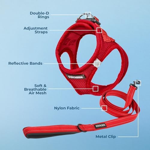 Best Pet Supplies Voyager Step-in Air All Weather Mesh Harness and Reflective Dog 5ft Leash Combo with Neoprene Handle, for Small, Medium and Large Breed Puppies - Red, X-Small - Image 3