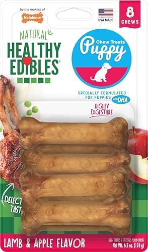 Nylabone Healthy Edibles Puppy Dog Treats, Lamb & Apple Flavor, 8 Count (Pack of 6) by Nylabone