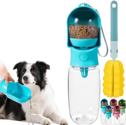 Dog Water Bottle with Food Storage Compartment Portable Pet Dispenser Dogs Stuff Water Bottle Puppy Supplies Portable Travel Dogs Bowls Dog Accessories for Walking and Hiking by Pyrrion