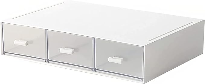 Desk Organizer-Stackable Storage Drawers, Plastic Compact Desk Storage Box Perfect for Collection Small Item/Cosmetic Office Organizer - 3 drawers (White) by kulusion