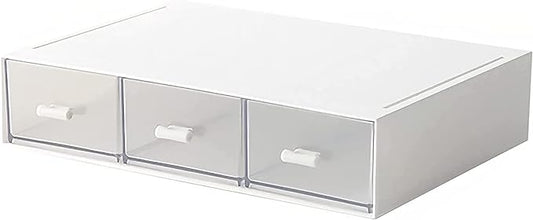Desk Organizer-Stackable Storage Drawers, Plastic Compact Desk Storage Box Perfect for Collection Small Item/Cosmetic Office Organizer - 3 drawers (White) by kulusion