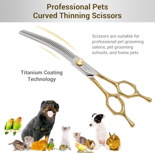Dog Grooming Scissors,7.0'' Pet Curved Thinning Shears - Image 3
