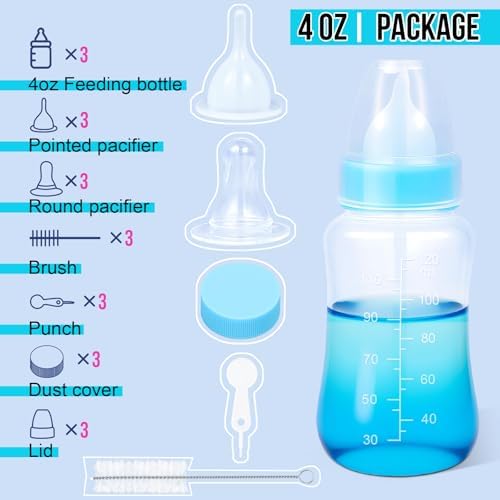 ASEVAT 4 oz 3PackPet Feeding Bottle, Anti-Choking Puppy Feeder Design,with 3pcs Replaceable and Reusable Silicone Nipples for Feeding Puppies, Kittens, Small Animals - Image 2