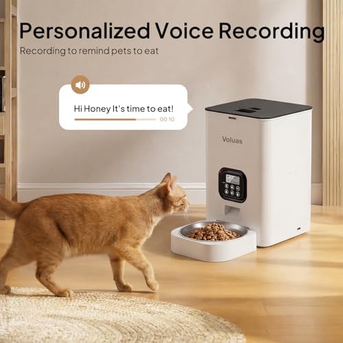 VOLUAS Automatic Cat Feeder, 4L Timed Dry Food Dispenser for Cats & Dogs - Image 4