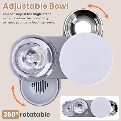 2 Pack Automatic Cat Feeder Stainless Steel Water Dispenser Gravity Food Feeder and Waterer Set with Pet Food Bowl for Small Medium Kitten Puppy Pets Large Capacity(Grey) - Image 4